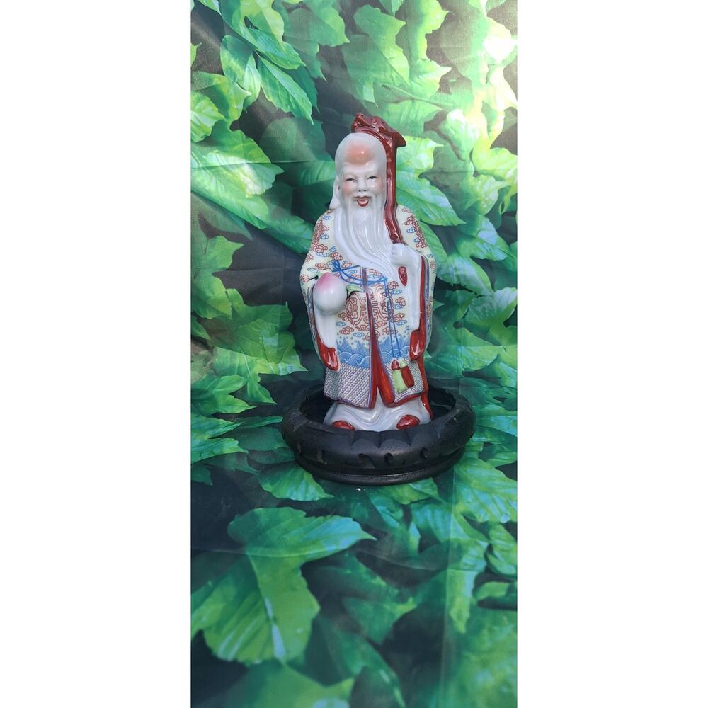 Chinese SHOU LAO " THE GOD OF LONGEVITY " Porcelain Figurine - 8 1/4" Tall